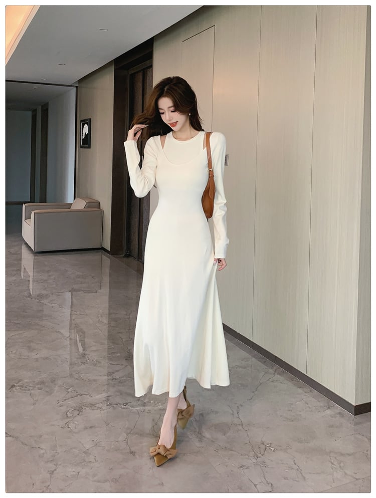 【dress】今季マストバイ切り替えニットワンピース　M17622