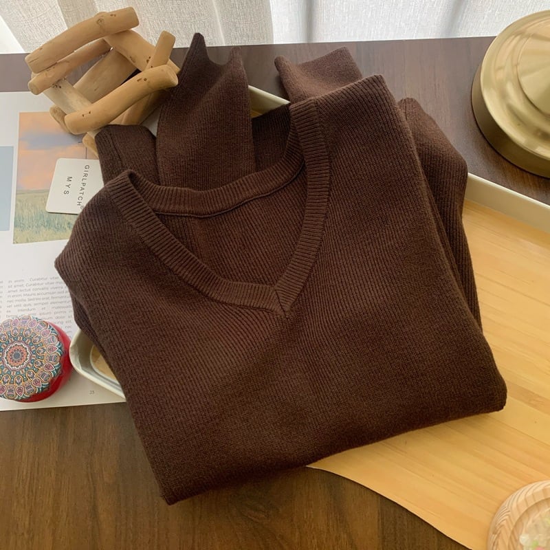 【tops】Vネックニットトップス　M26835
