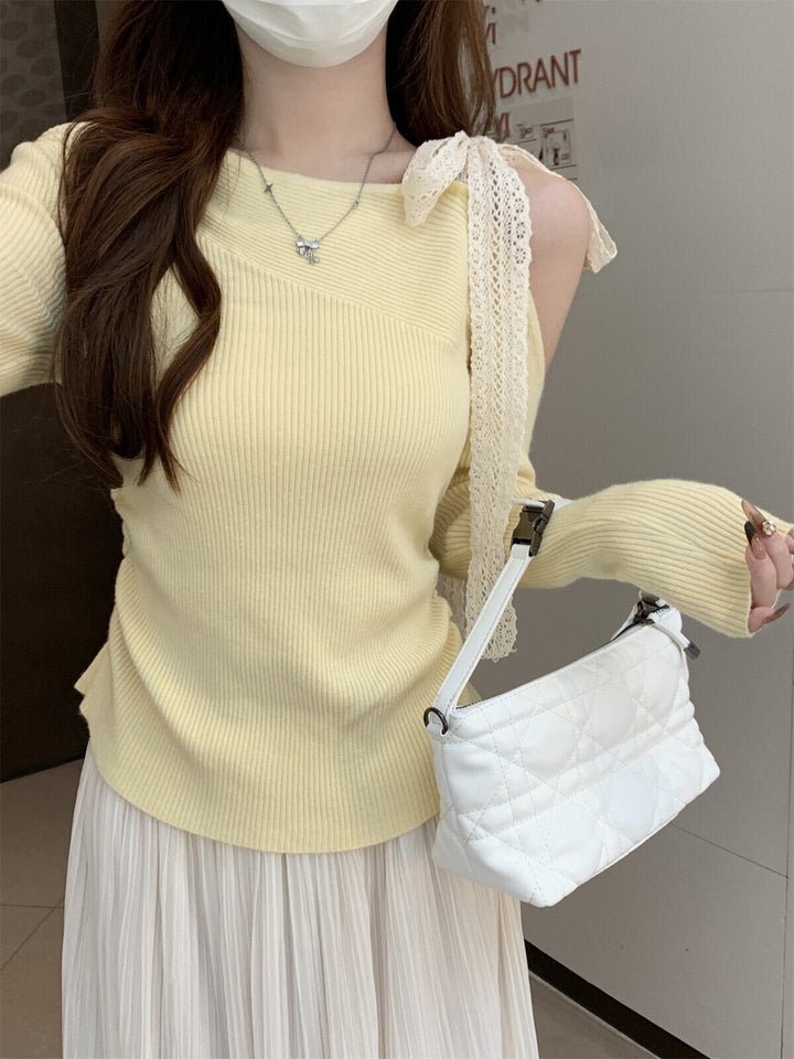 【tops】オフショルダーニットトップス　M27365