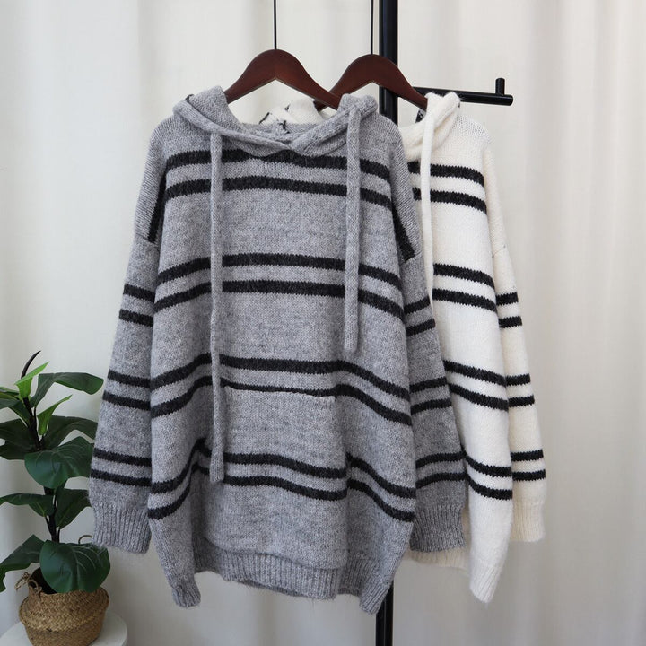 【tops】ボーダー柄ニットセーター　M19097