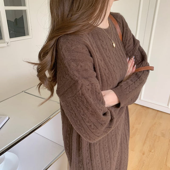 【dress】韓国系無地ニットワンピース着心地良い　M17658