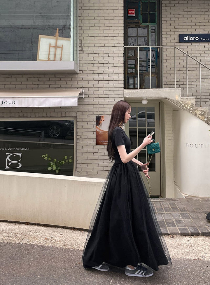 【dress】チュールドッキングワンピース　M24029