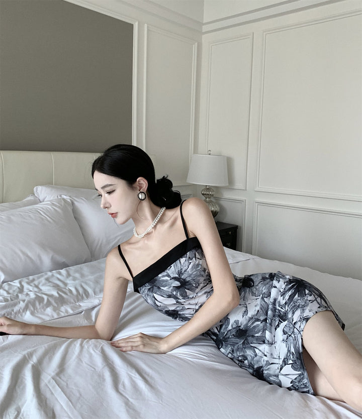 【dress】高級感 chicプリントキャミソールワンピース　M17090