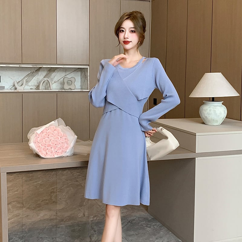 【dress】ドッキングニットワンピース　M18329
