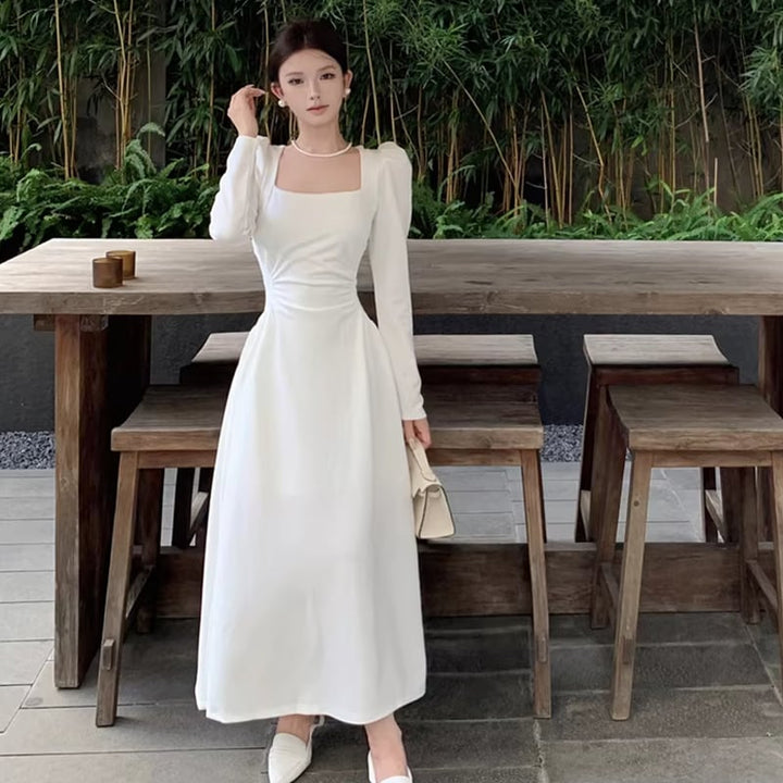 【dress】スクエアネックロングワンピース Q8111