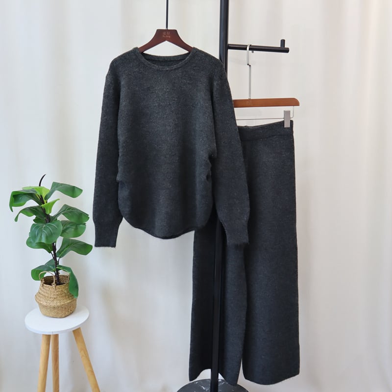 【set】ニットセーター+ワイドパンツセット　M26708