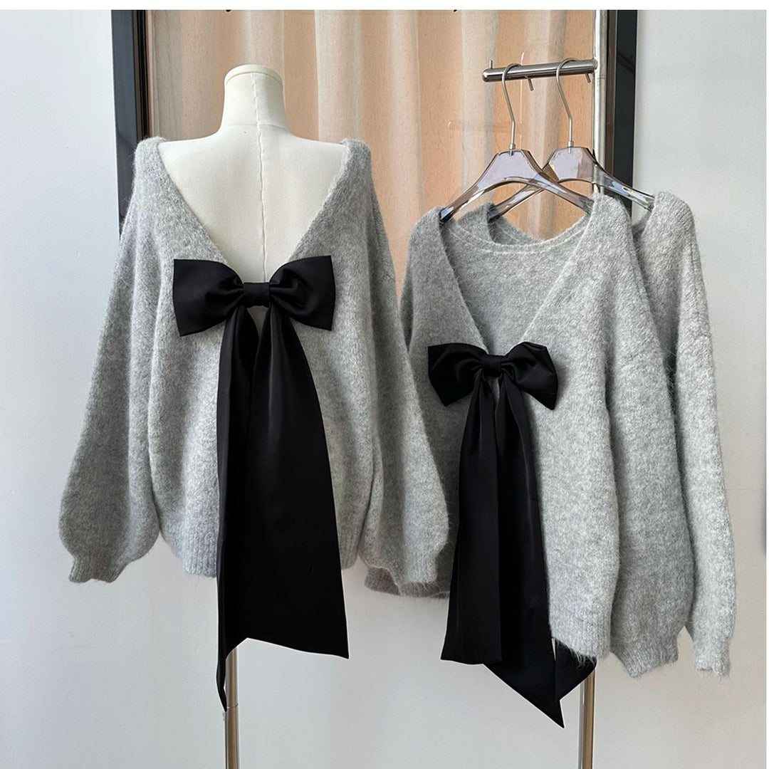 【tops】リボン付きニットセーター　M27023