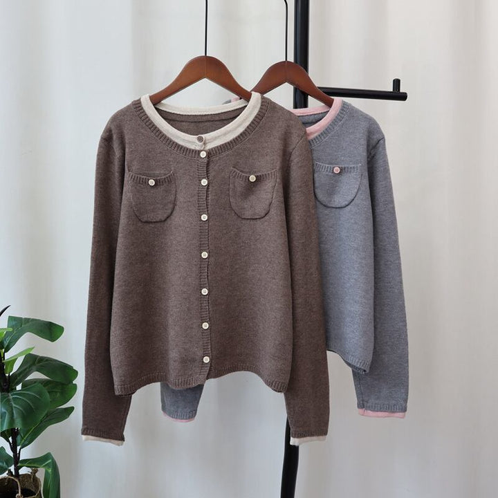 【outer】配色切り替えニットカーデ　M28598