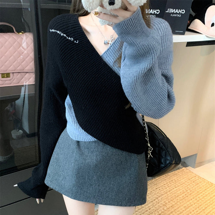 【tops】配色切り替えニットトップス　N2907