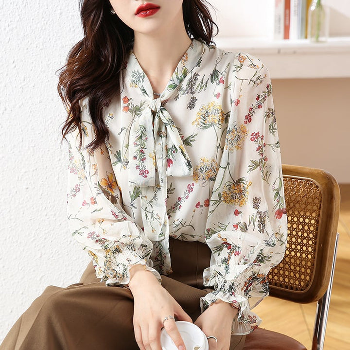 【tops】美感いっぱい✿ ✿エレガントプリントシャツトップス　M16867