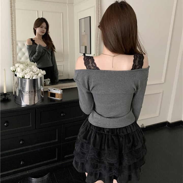 【tops】レース切り替えトップス　M27422