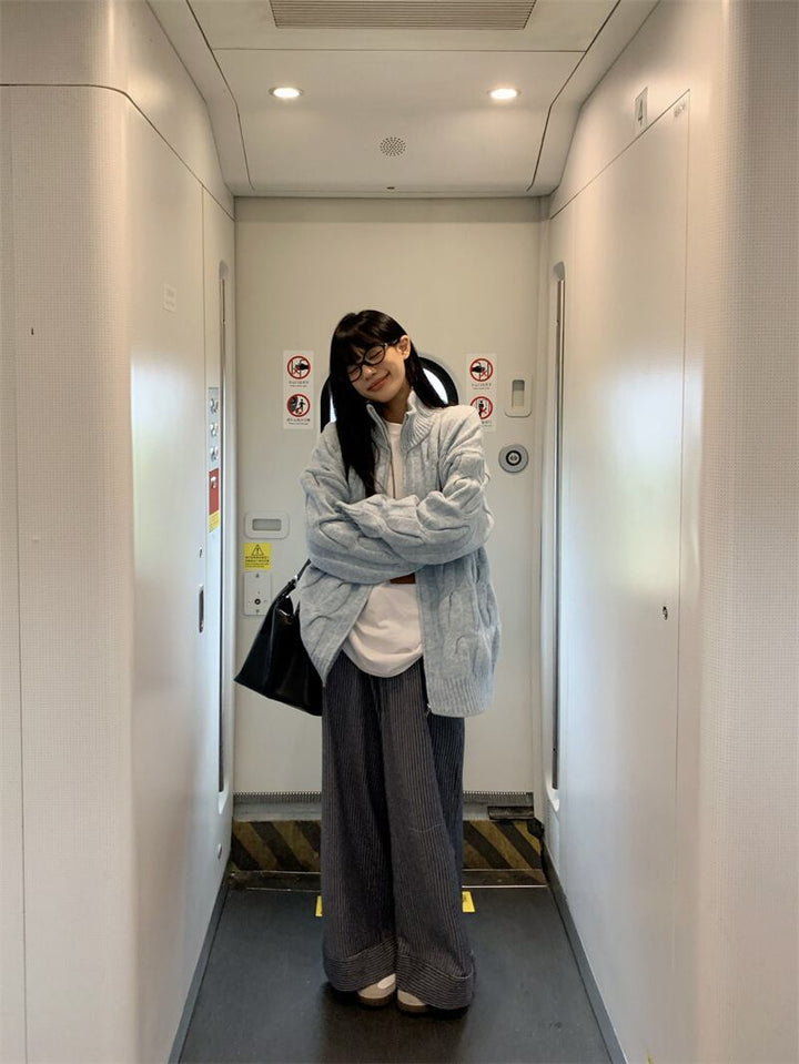 【outer】スタンドネックニットカーデ　M28432