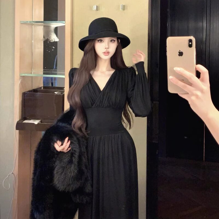 【dress】クロスネックロングワンピース Q7014
