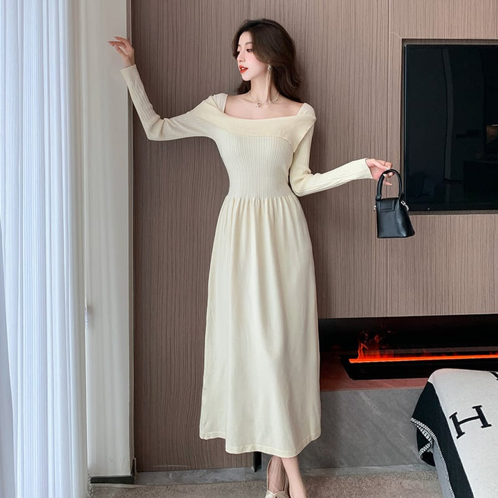 【dress】無地ニットワンピース　M17975