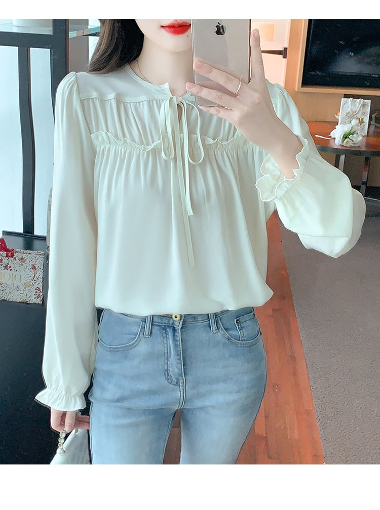 【tops】 爽やかな印象スウィートフリルシャツトップス　M17247