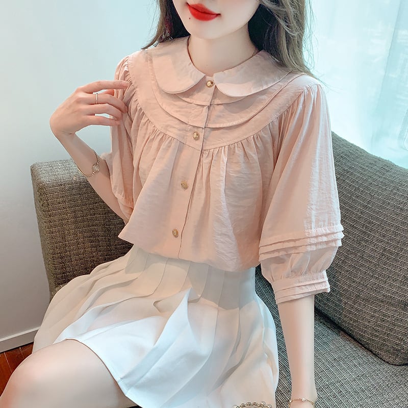 【tops】絶対欲しいスウィートドールカラーシャツトップス　M16844