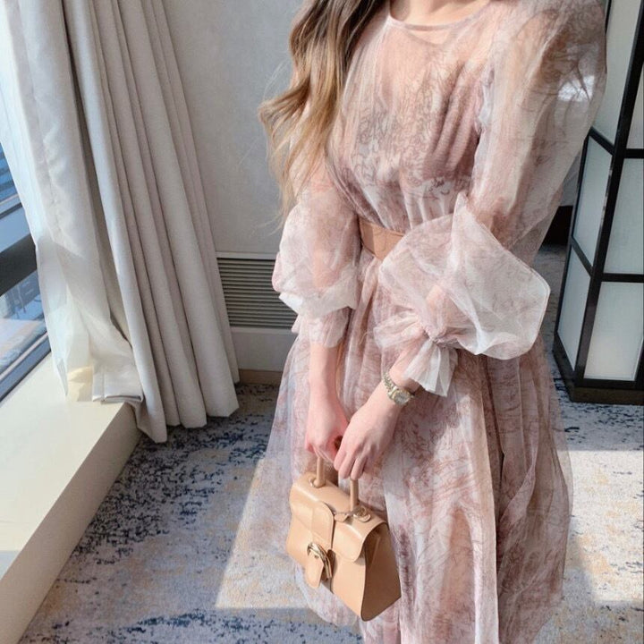 【dress】パフスリーブチュールワンピース　M30144