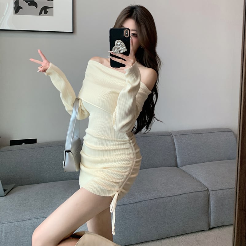 【dress】女子力アップエレガントニットワンピース　M17465