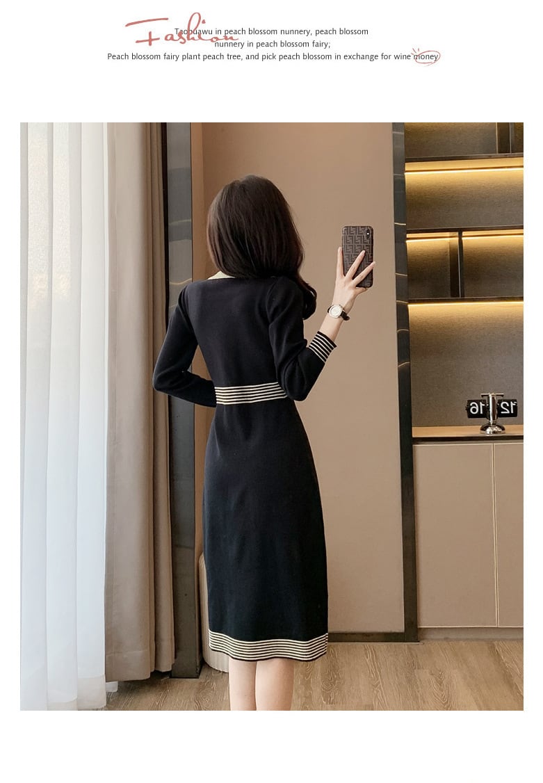 【dress】好感度UPエレガントニットワンピース着瘦せ　M17467