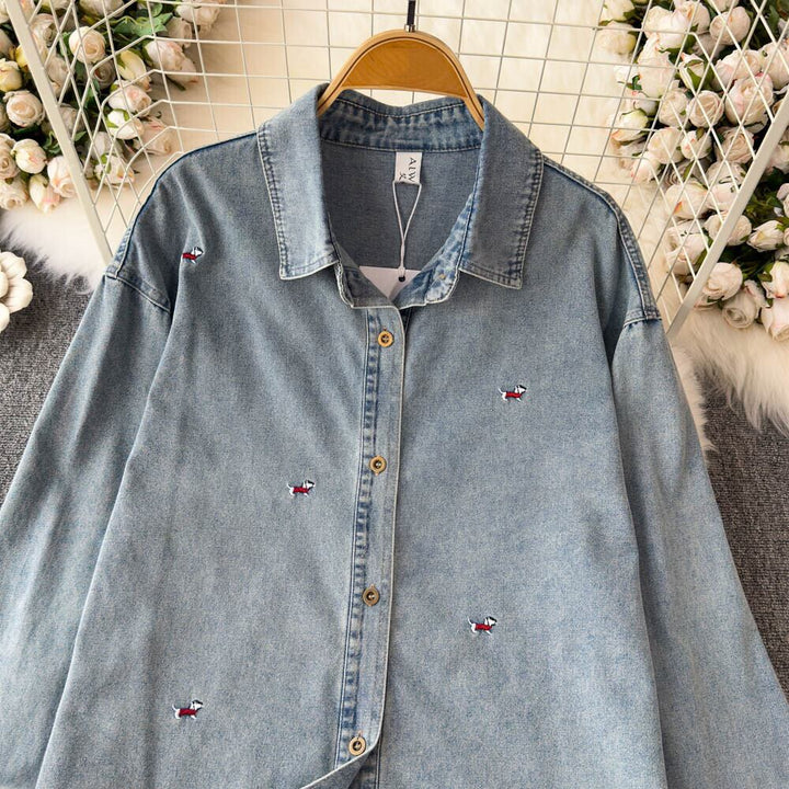 【tops】刺繍デニムシャツ　M29826