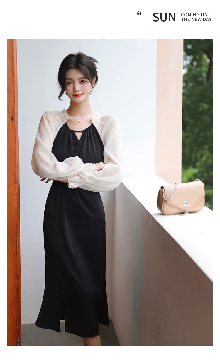 【dress】おしゃれ大人気切り替えデートワンピース着瘦せ　M17082