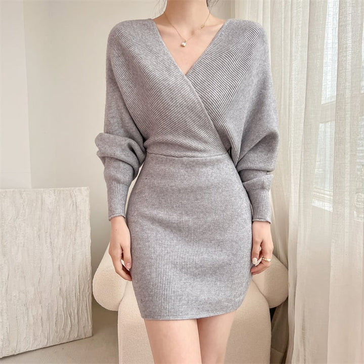 【dress】Vネックニットワンピース　M18363