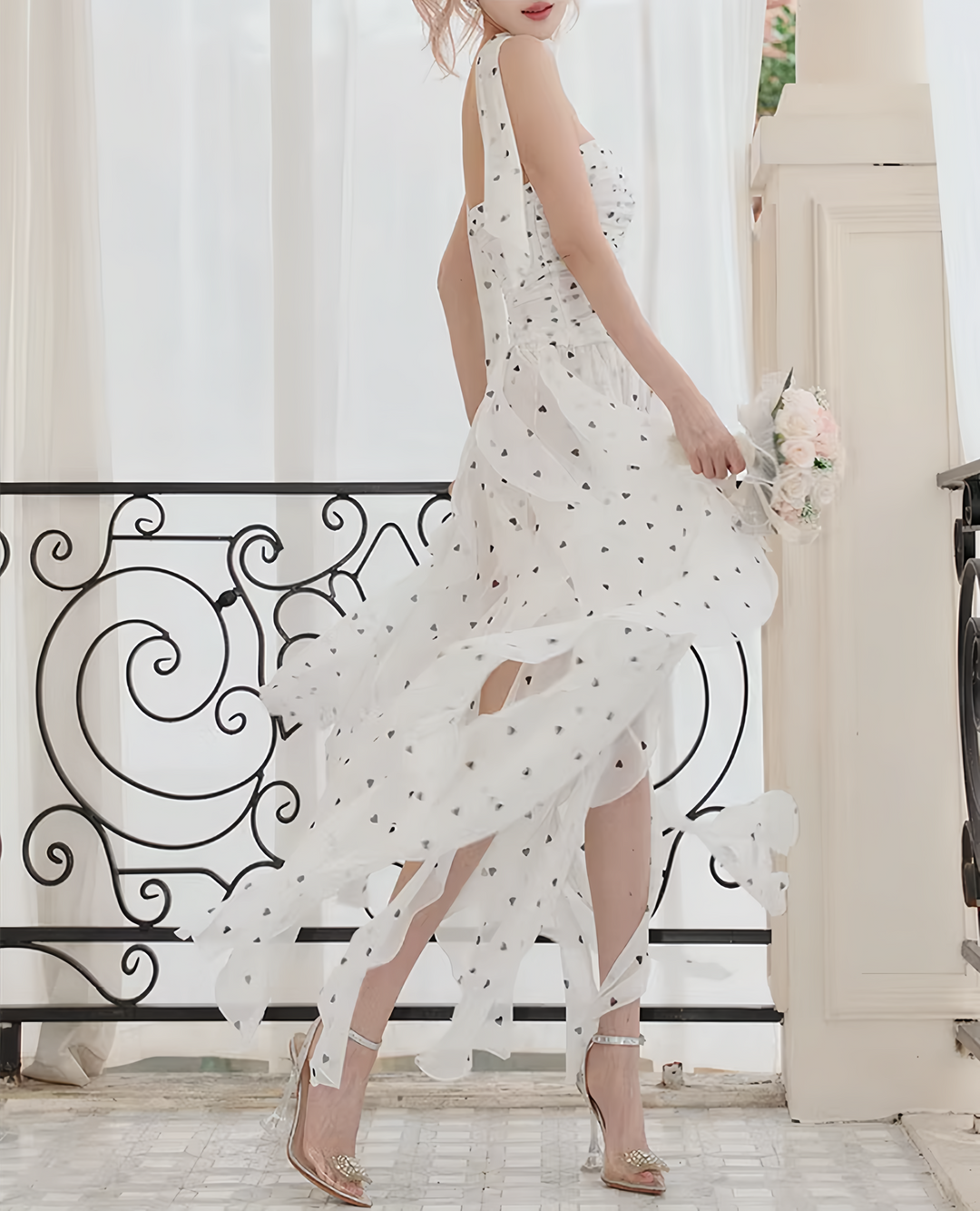 【dress】チョーカー付きハートモチーフロングワンピース　N3563