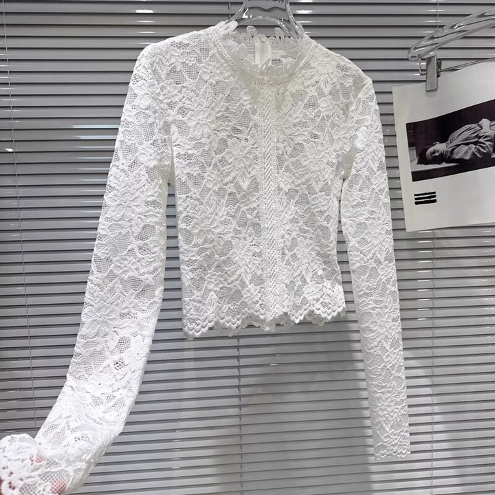 【tops】スタントカラーレーストップス Q8006