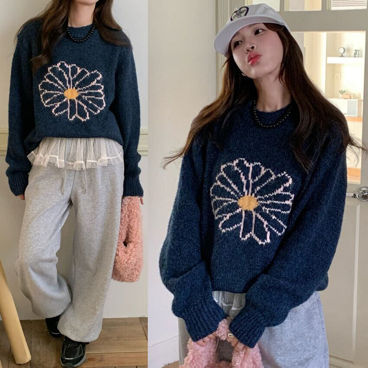 【tops】刺繍ニットセーター　M28269