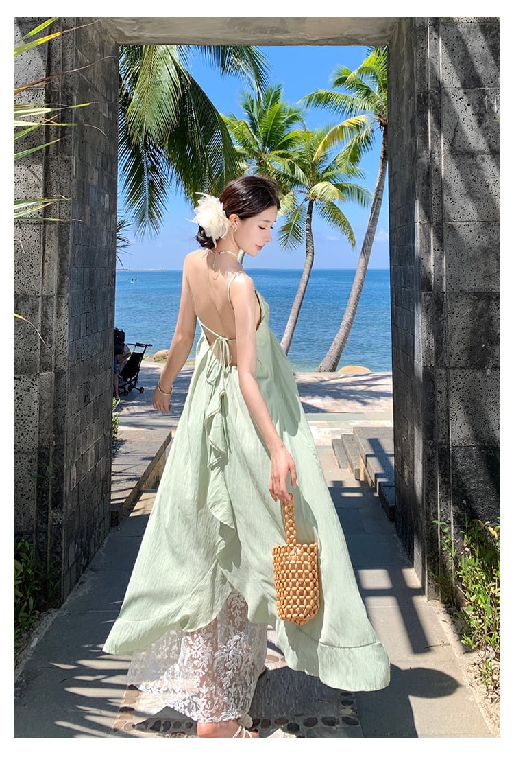 【dress】レース切り替えキャミワンピース　M25185