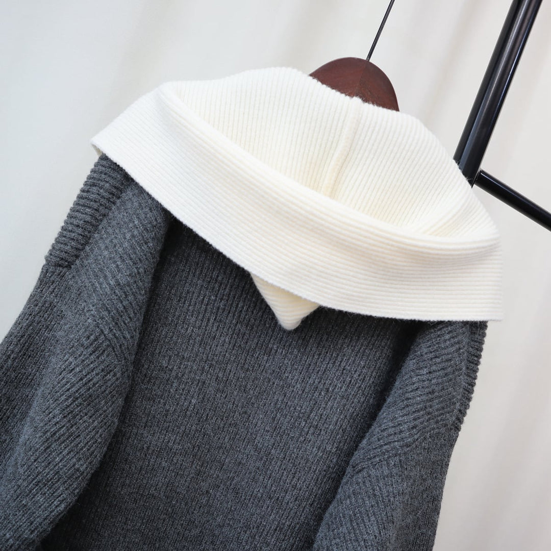 【outer】ドッキングロング丈ニットカーデ　M18270