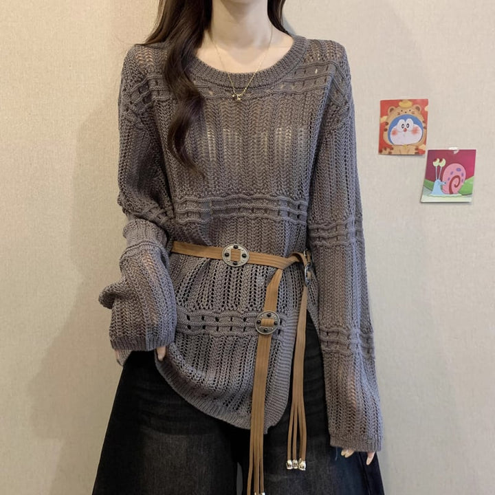 【tops】透かしニットトップス Q8304