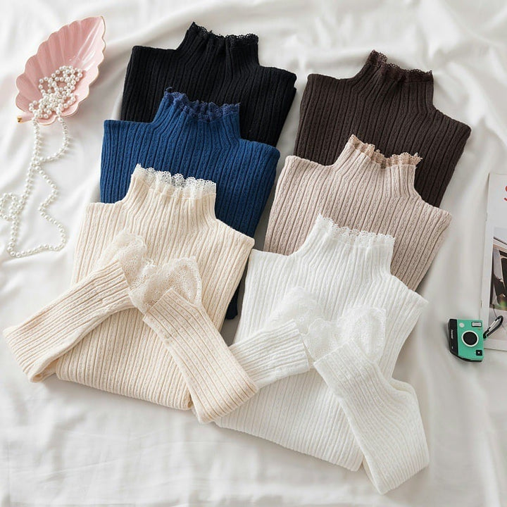 【tops】レース切り替えニットトップス　M28663