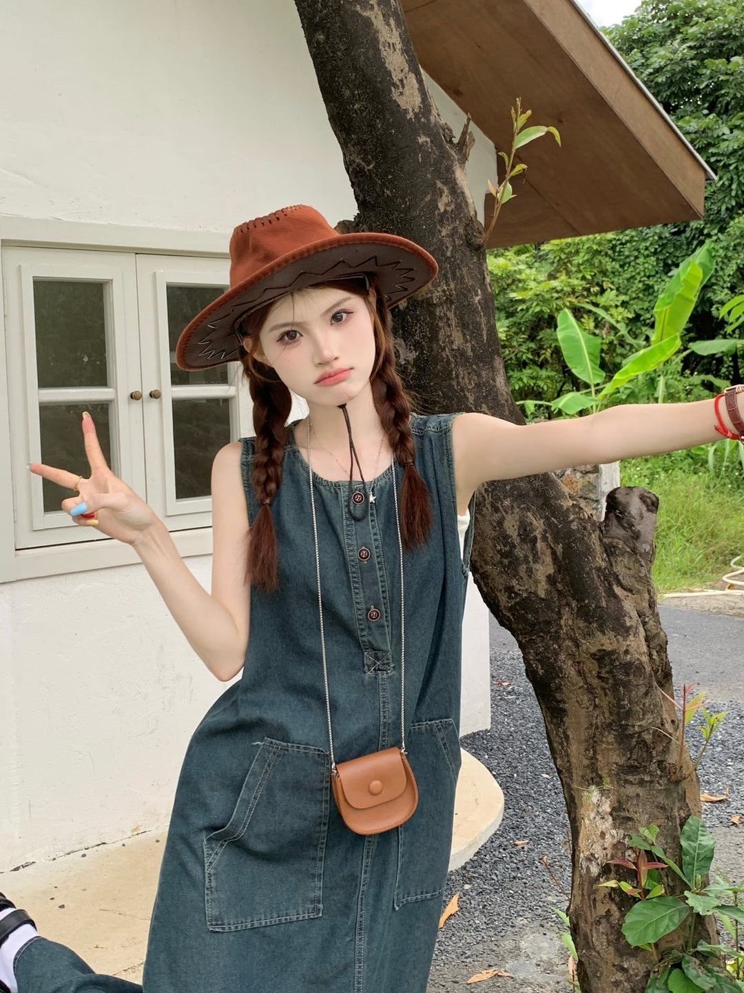 【dress】ノースリーブデニムワンピース　M25107