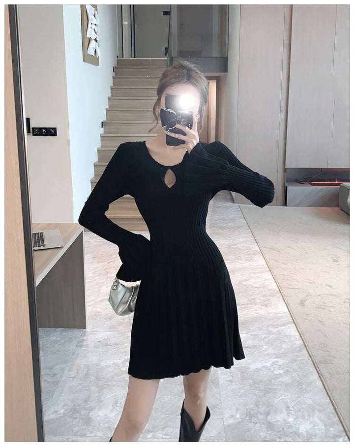 【dress】プリーツニットワンピース　M18856