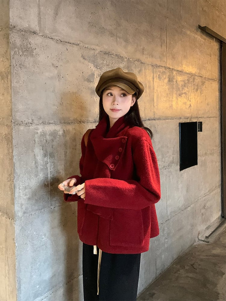 【outer】ニットカーデマフラー付き　M27737