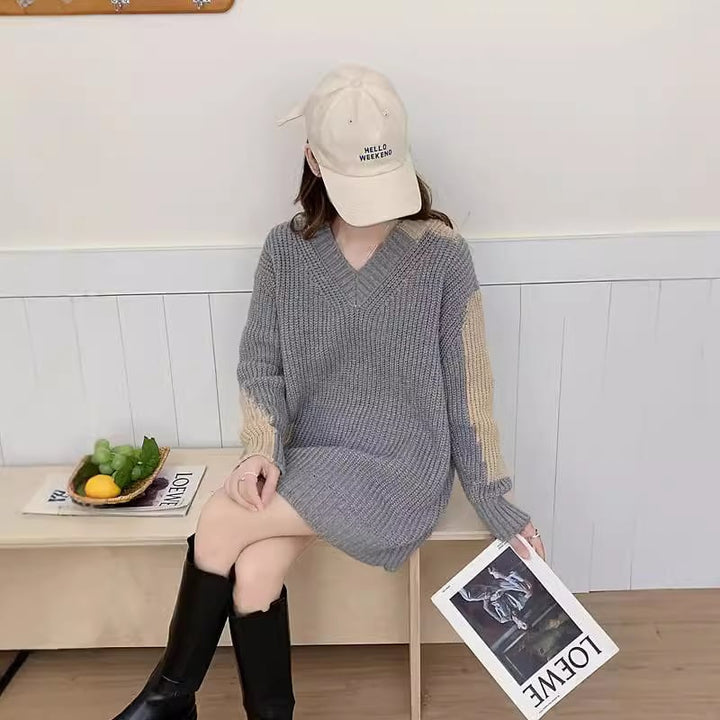 【dress】Vネックニットワンピース　M26594