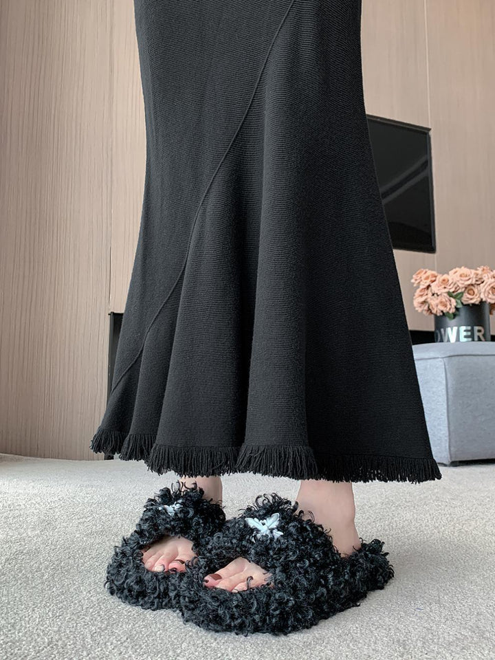 【bottoms】ニットマーメイドスカート　M25627