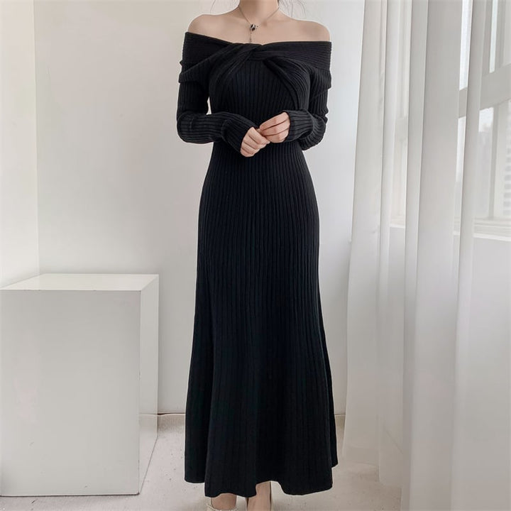 【dress】話題沸騰中 オシャレ無地ニットワンピース　M17589