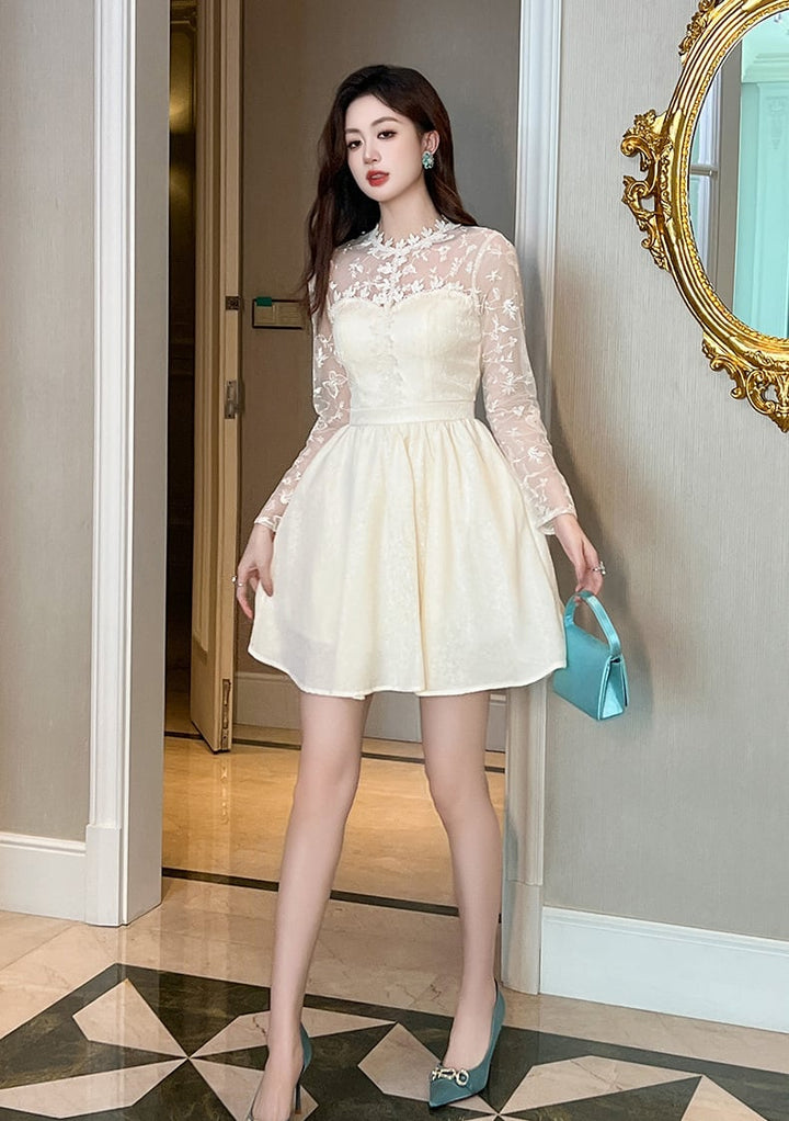 【dress】レース切り替ワンピース　M27012
