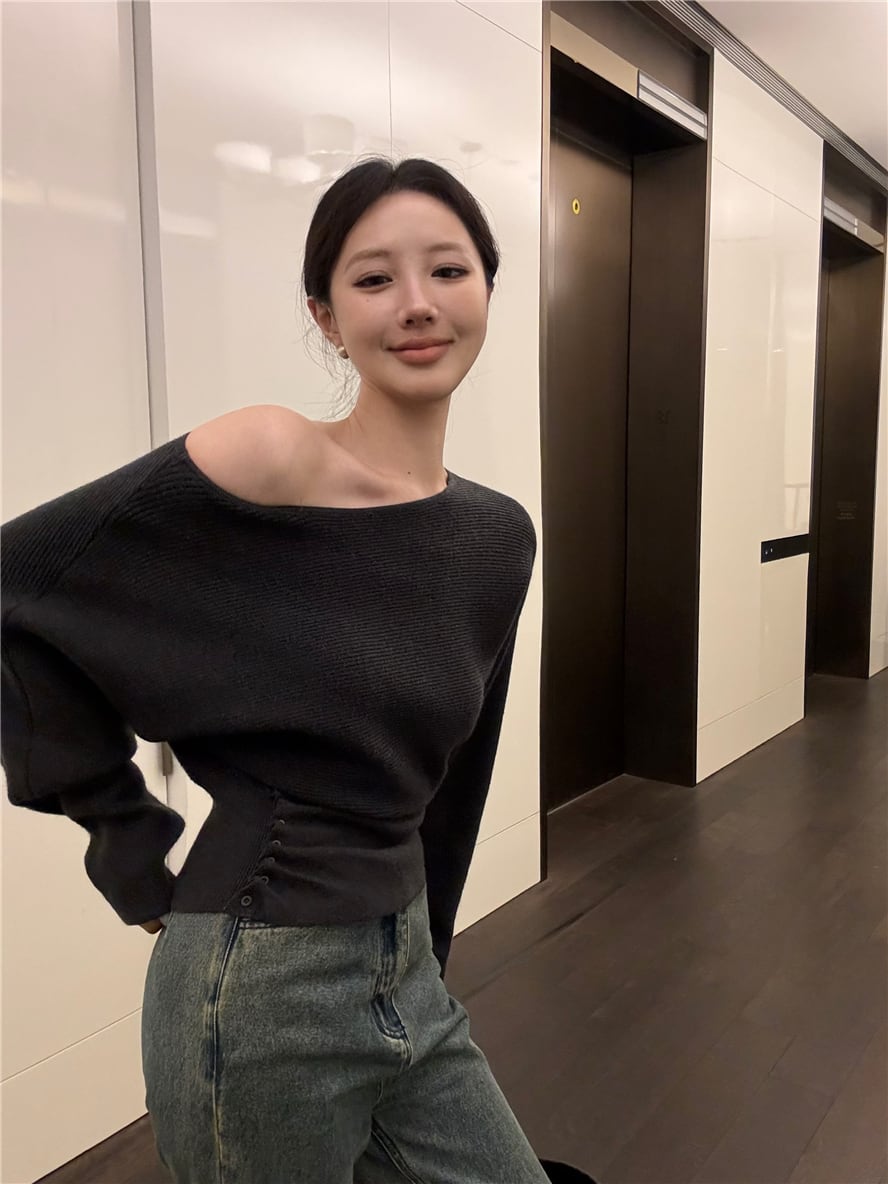 【tops】オフショルダーニットトップス　N2885