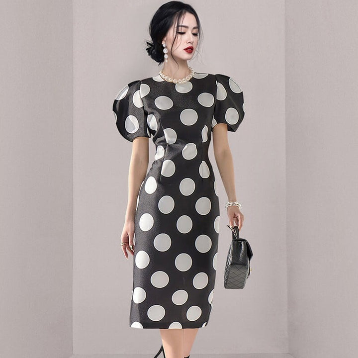 【dress】おしゃれ！ドット柄デートワンピース韓国系超人気　M17179