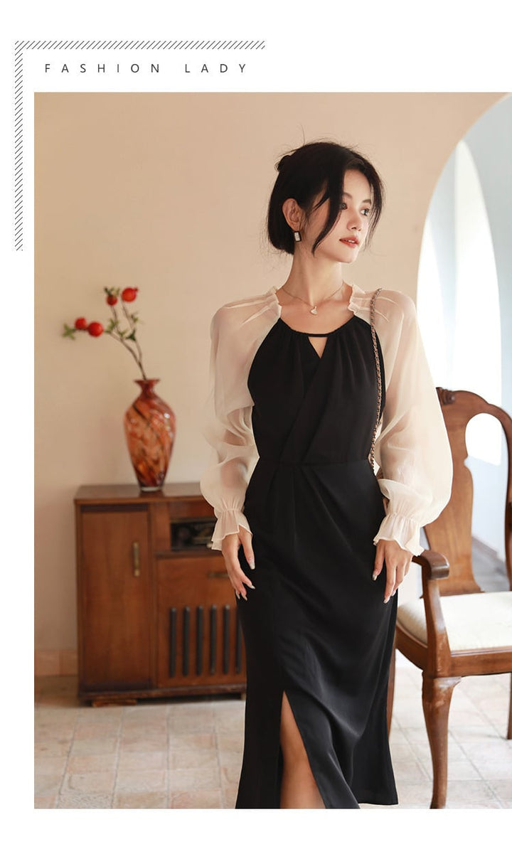 【dress】おしゃれ大人気切り替えデートワンピース着瘦せ　M17082