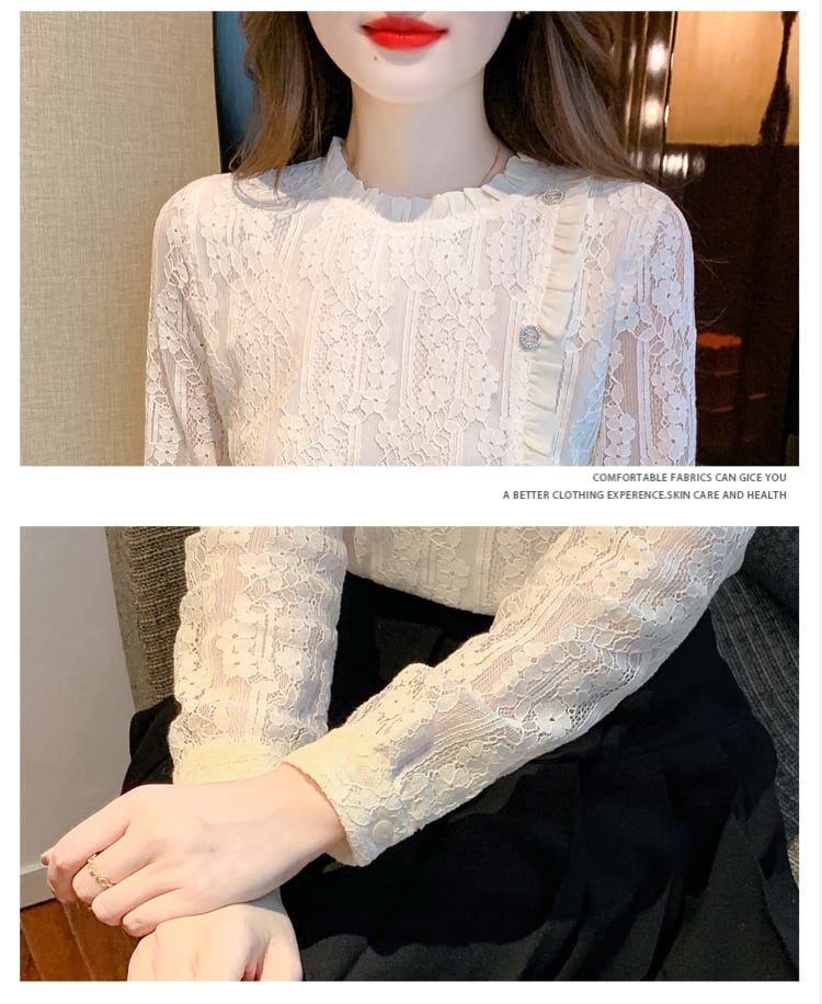 【tops】柔らかくて優しい印象レースシャツトップス　M17342