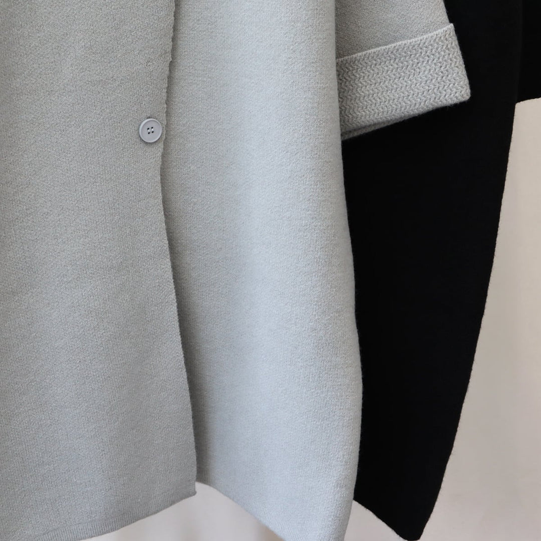 【outer】ロング丈ボタンデザインニットカーデ　M18191