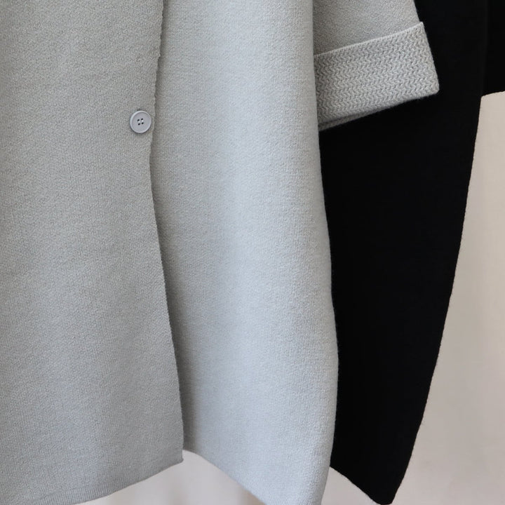【outer】ロング丈ボタンデザインニットカーデ　M18191