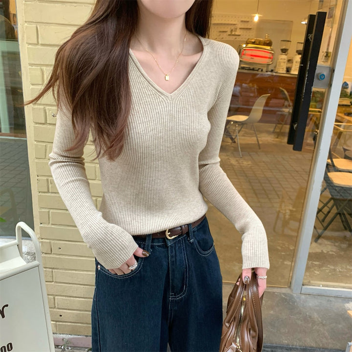 【tops】Vネックニットトップス　M29064