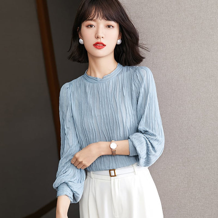 【tops】女子力アップエレガントOL、通勤シャツトップス　M17007