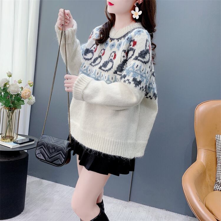 【tops】ジャカードニットセーター　M28292