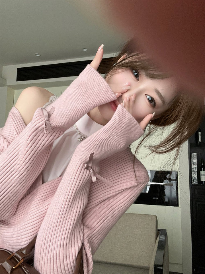 【tops】オフショルダー切り替えニットトップス　M27223